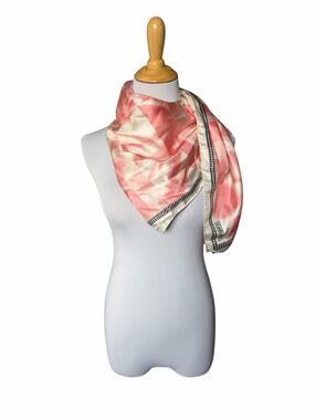 Carlisle 100% Silk Square Scarf 34x34 Pink Abstract Print Designer Accessory